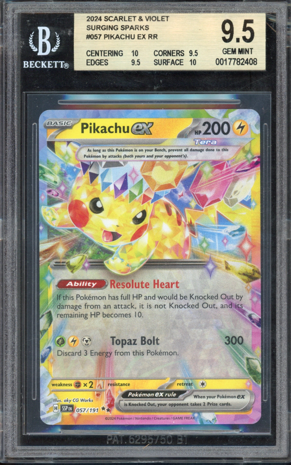 Pokémon: 2024 Scarlet & Violet Surging Sparks Pikachu ex #57 BGS 9.5